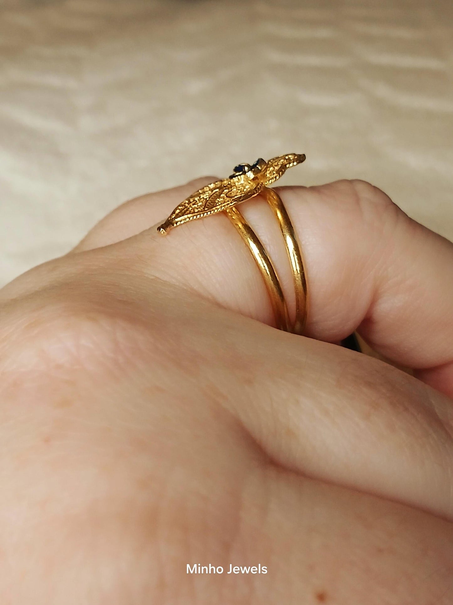 Portuguese Filigree Heart of Viana Adjustable Gold-Vermeil Ring