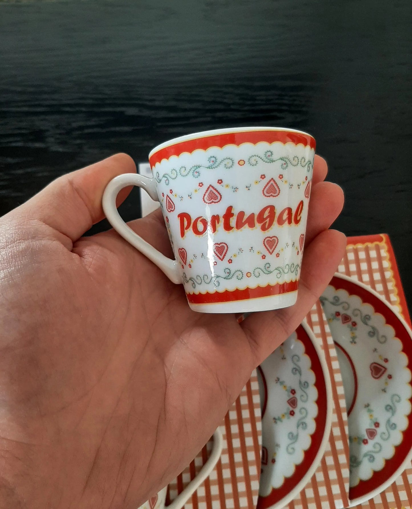Portuguese Espresso Coffee Cups & Saucers Traditional Ceramic Gift Set