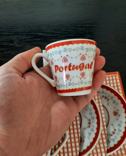 Portuguese Espresso Coffee Cups & Saucers Traditional Ceramic Gift Set