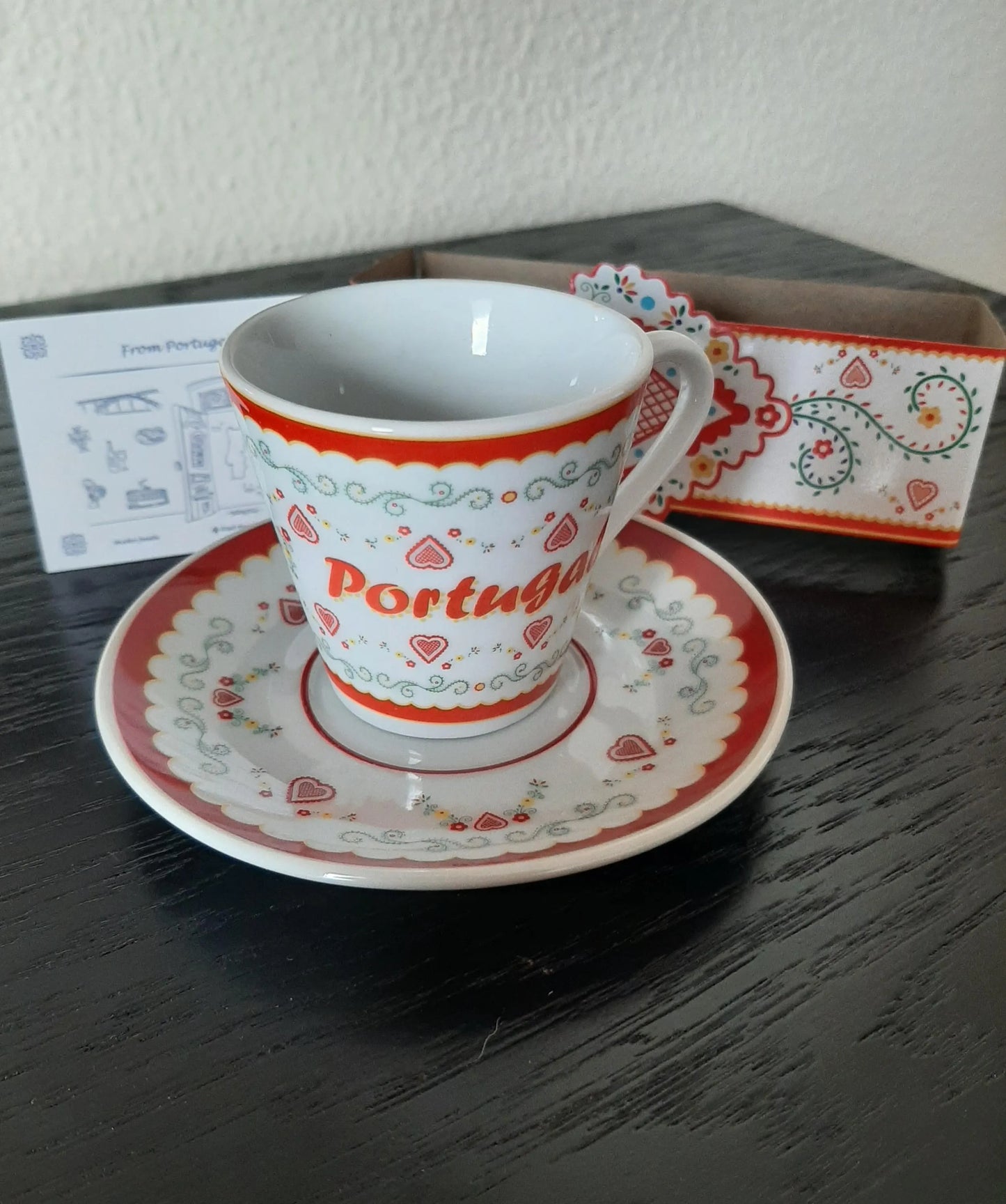 Portuguese Espresso Coffee Cups & Saucers Traditional Ceramic Gift Set