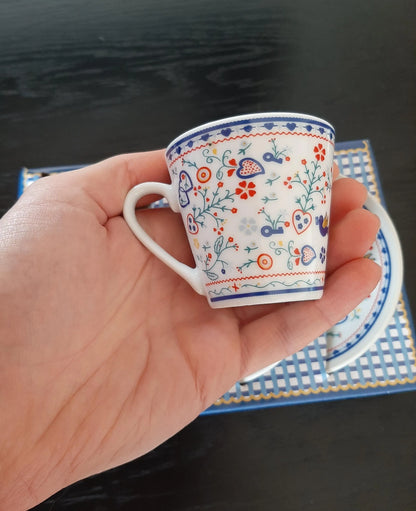Portuguese Espresso Coffee Cups & Saucers Traditional Ceramic Gift Set