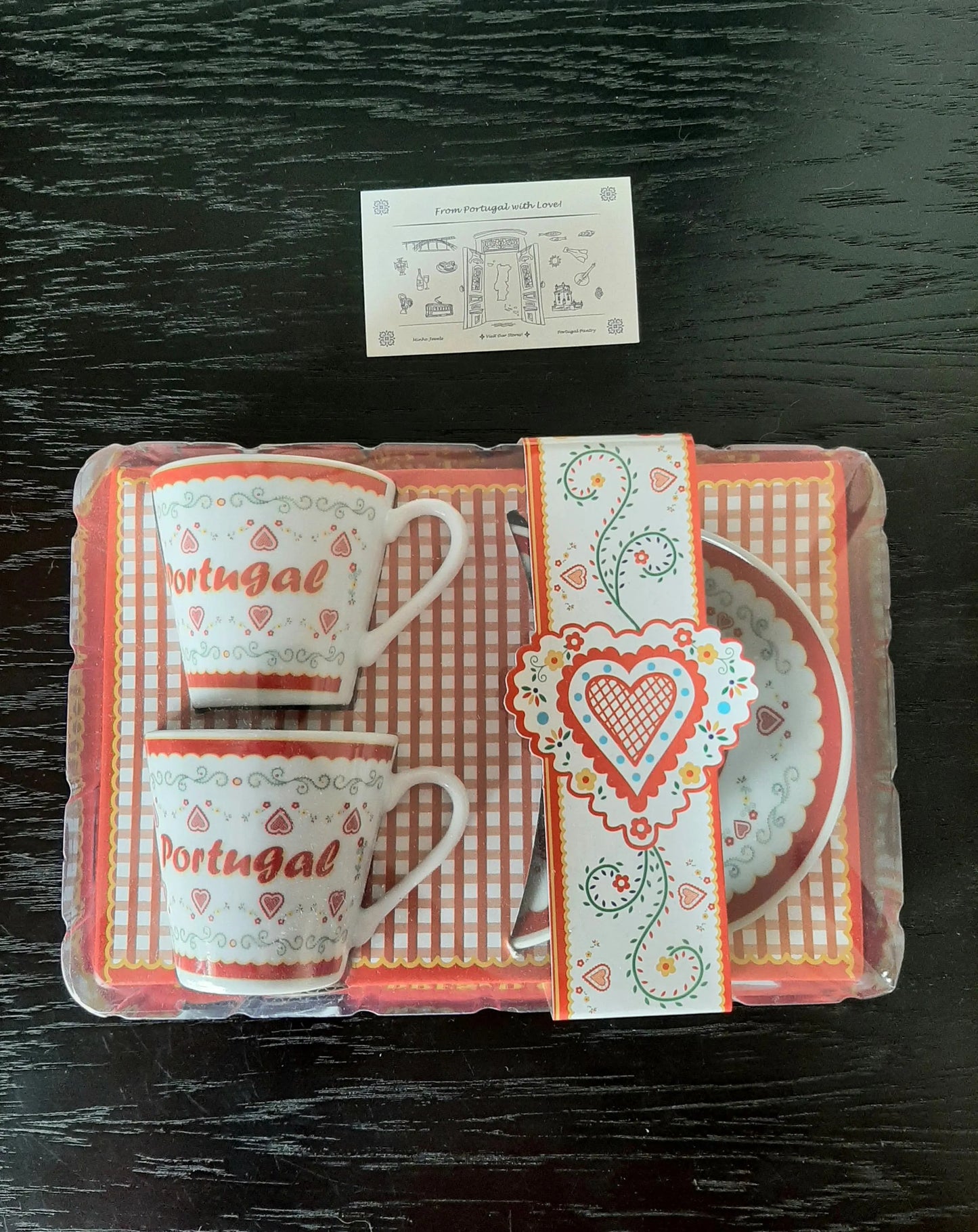 Portuguese Espresso Coffee Cups & Saucers Traditional Ceramic Gift Set