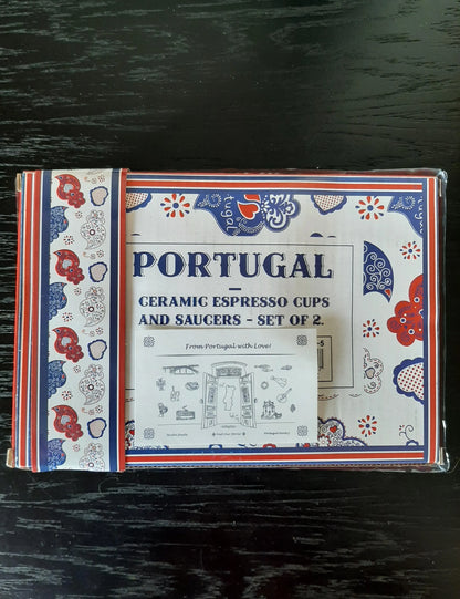 Portuguese Espresso Coffee Cups & Saucers Traditional Ceramic Gift Set