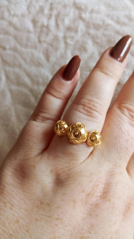 Portuguese Filigree Adjustable Bead of Viana Sterling Silver Ring