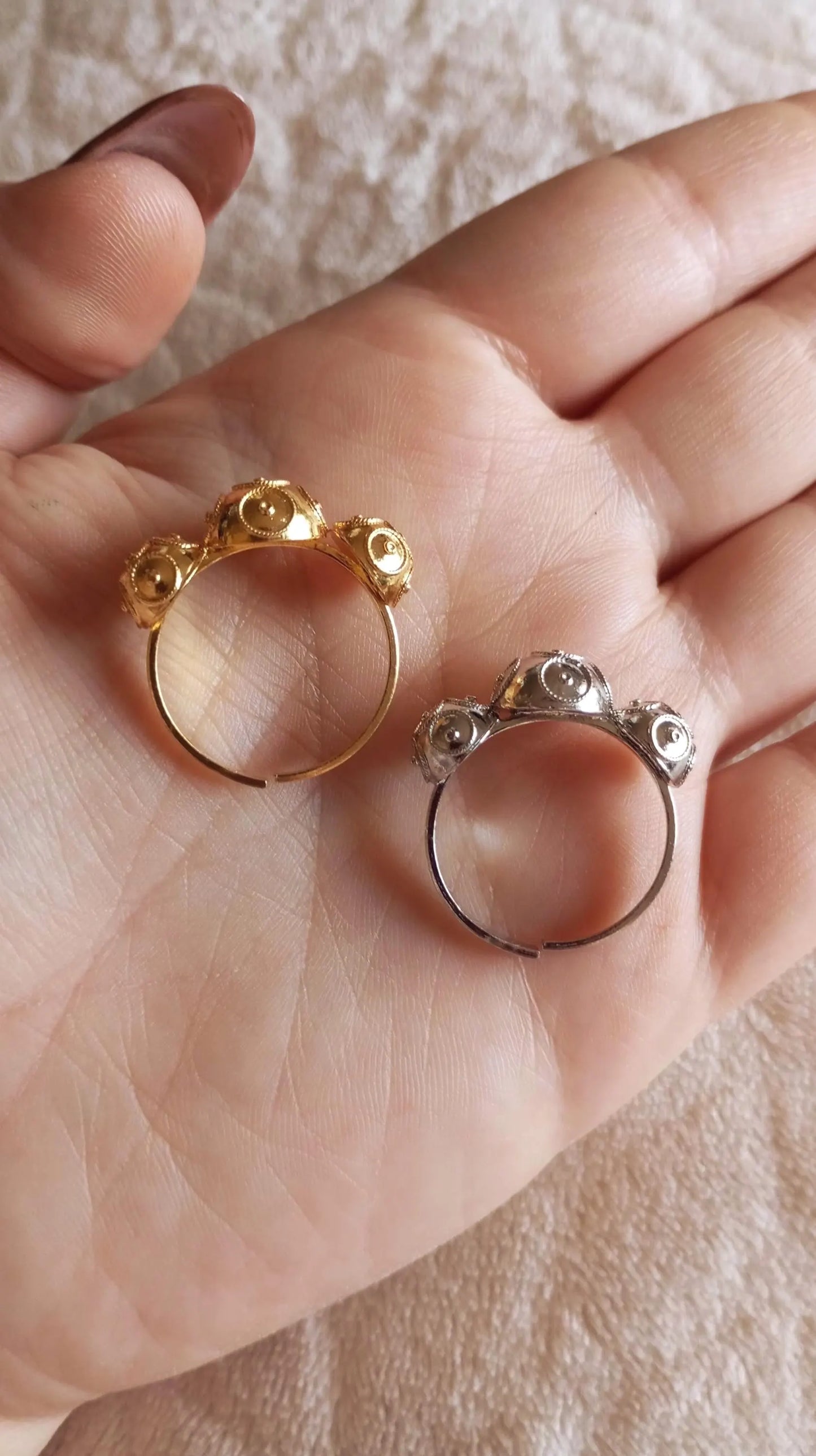 Portuguese Filigree Adjustable Bead of Viana Sterling Silver Ring