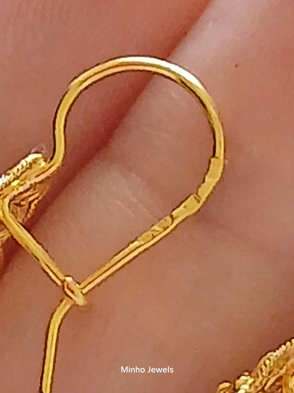 Solid 19Kt Gold Heart of Viana Earrings, Portuguese Handmade Filigree