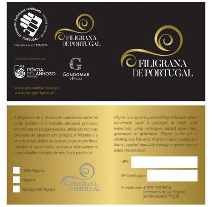 Solid 19Kt Gold Heart of Viana Earrings, Portuguese Handmade Filigree