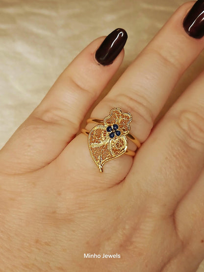 Portuguese Filigree Heart of Viana Adjustable Gold-Vermeil Ring