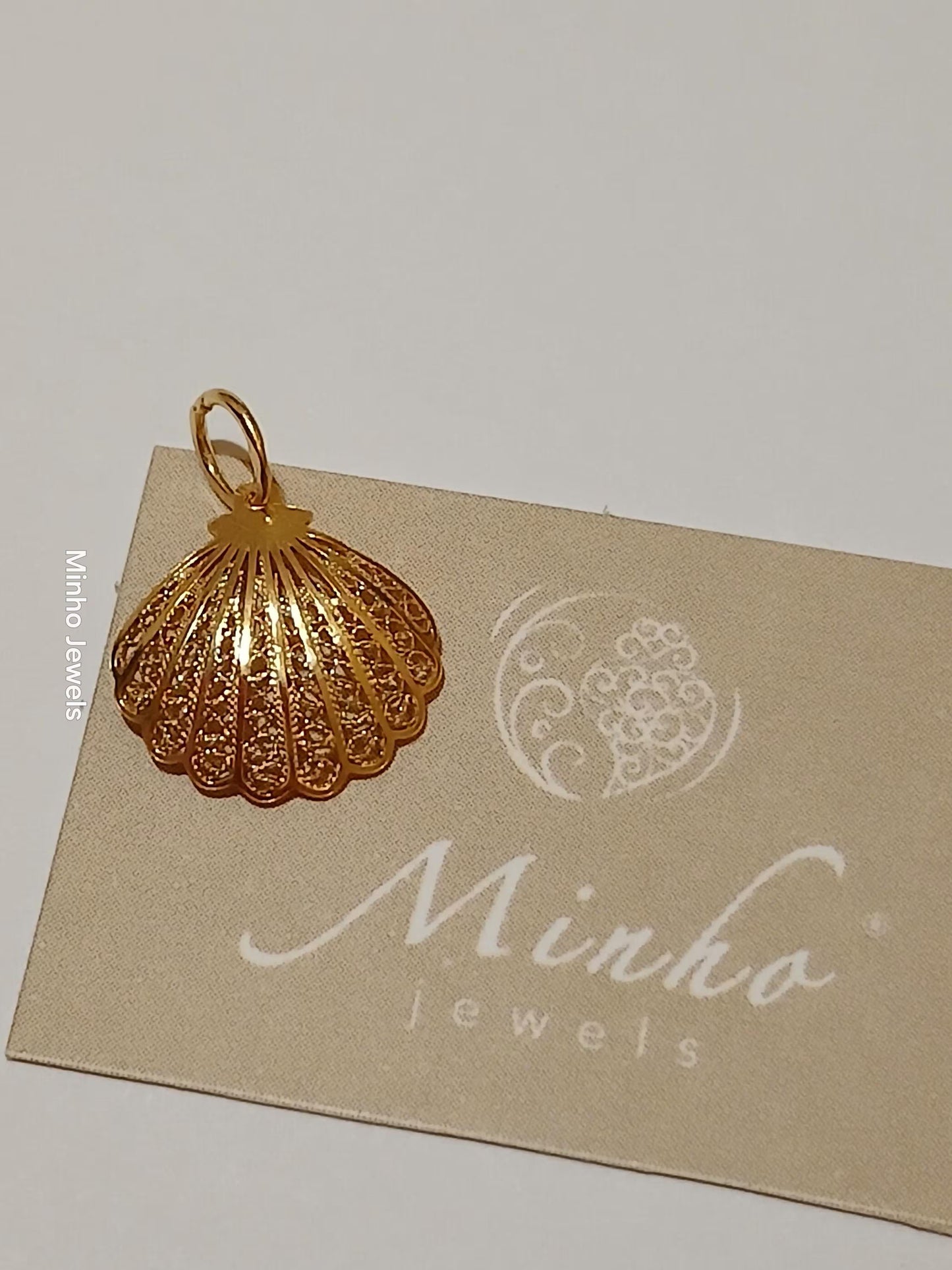 Portuguese Filigree Santiago de Compostella Shell Gold-Vermeil Pendant