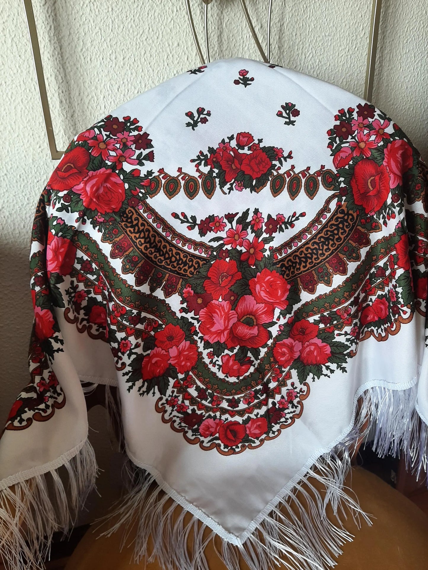 Portuguese Folclore Scarf, Red Tradicional Minho Shawl, Regional Folklore Clothes