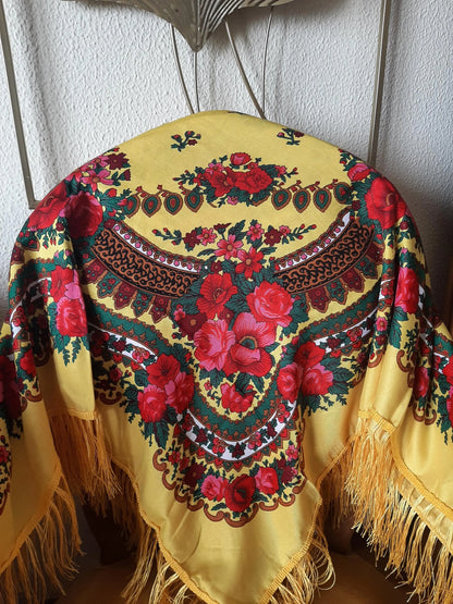 Portuguese Folclore Scarf, Red Tradicional Minho Shawl, Regional Folklore Clothes