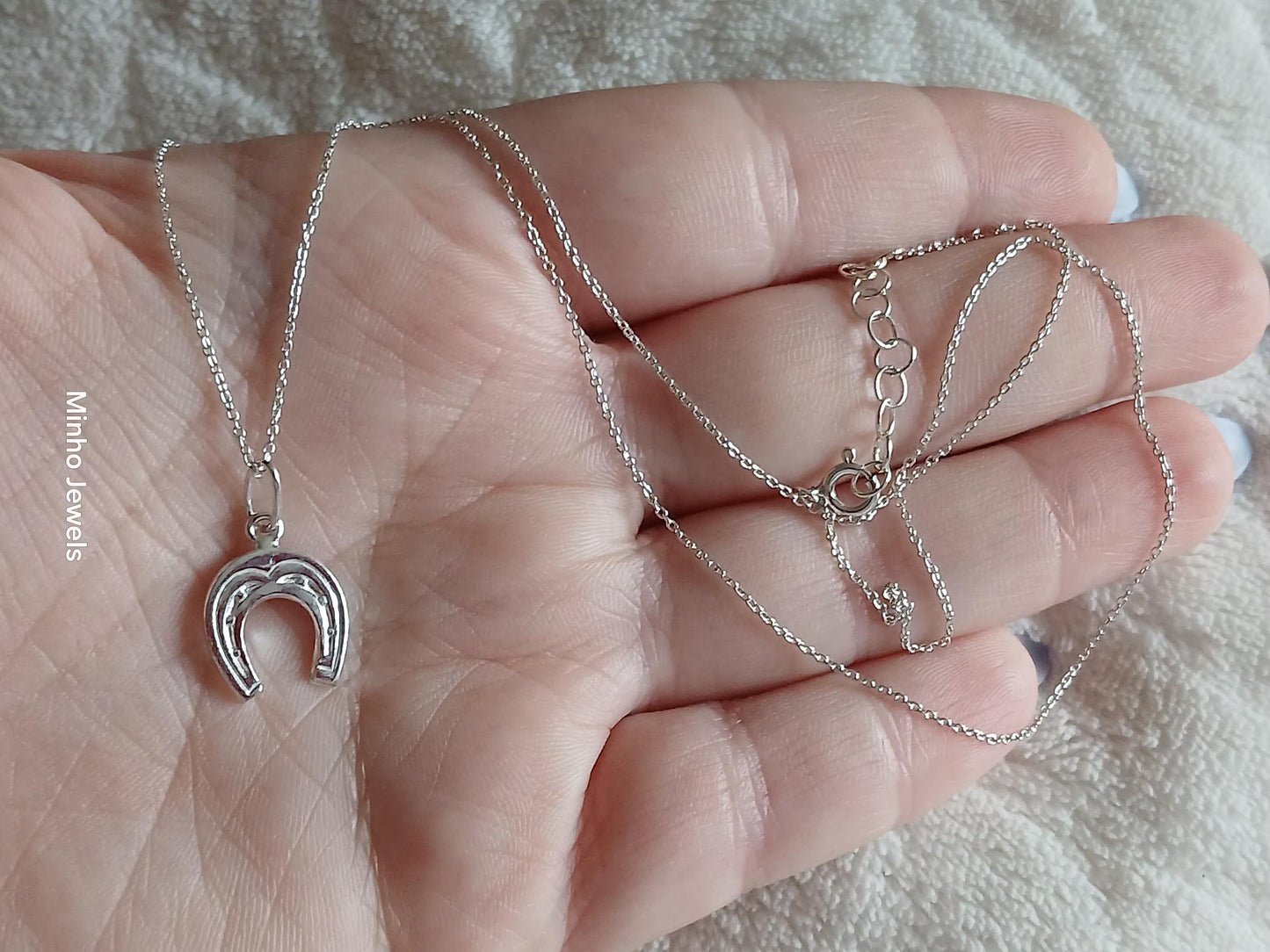 Horseshoe Sterling Silver Pendant Good Luck Medallion, Pingente Ferradura Prata