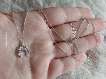 Horseshoe Sterling Silver Pendant Good Luck Medallion, Pingente Ferradura Prata