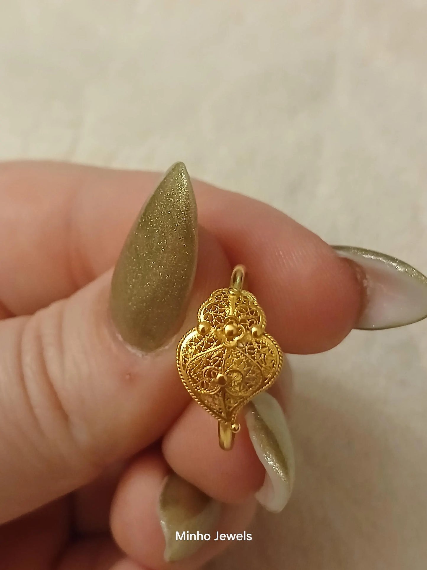 19Kt Gold Portuguese Handmade Filigree Heart of Viana Ring