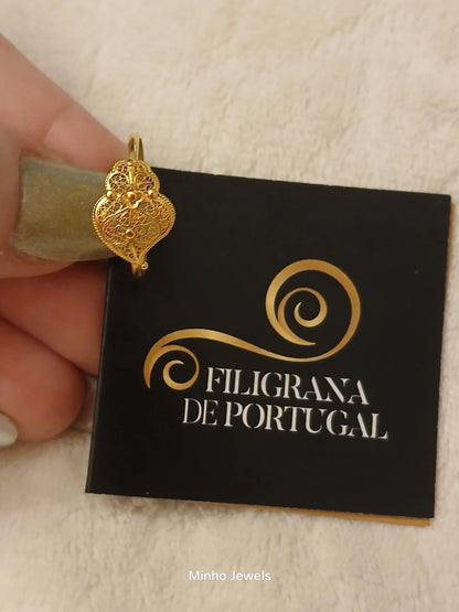 19Kt Gold Portuguese Handmade Filigree Heart of Viana Ring