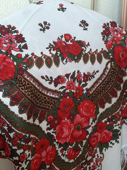 Portuguese Folclore Scarf, Red Tradicional Minho Shawl, Regional Folklore Clothes