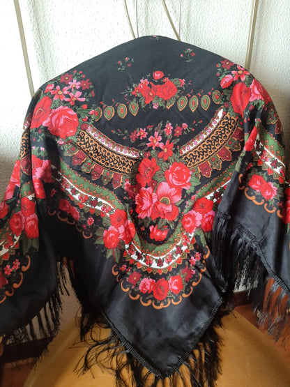 Portuguese Folclore Scarf, Red Tradicional Minho Shawl, Regional Folklore Clothes