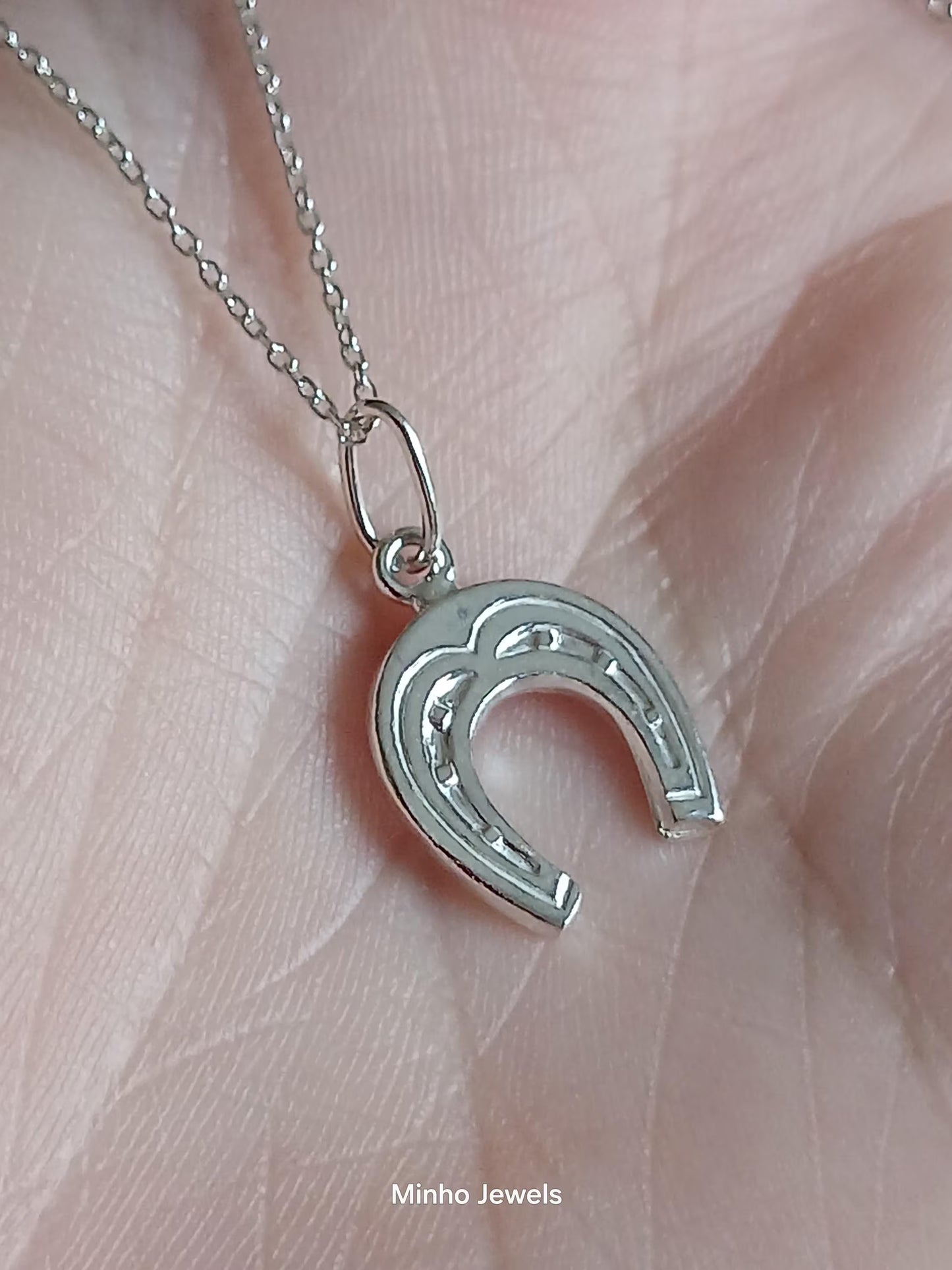 Horseshoe Sterling Silver Pendant Good Luck Medallion, Pingente Ferradura Prata