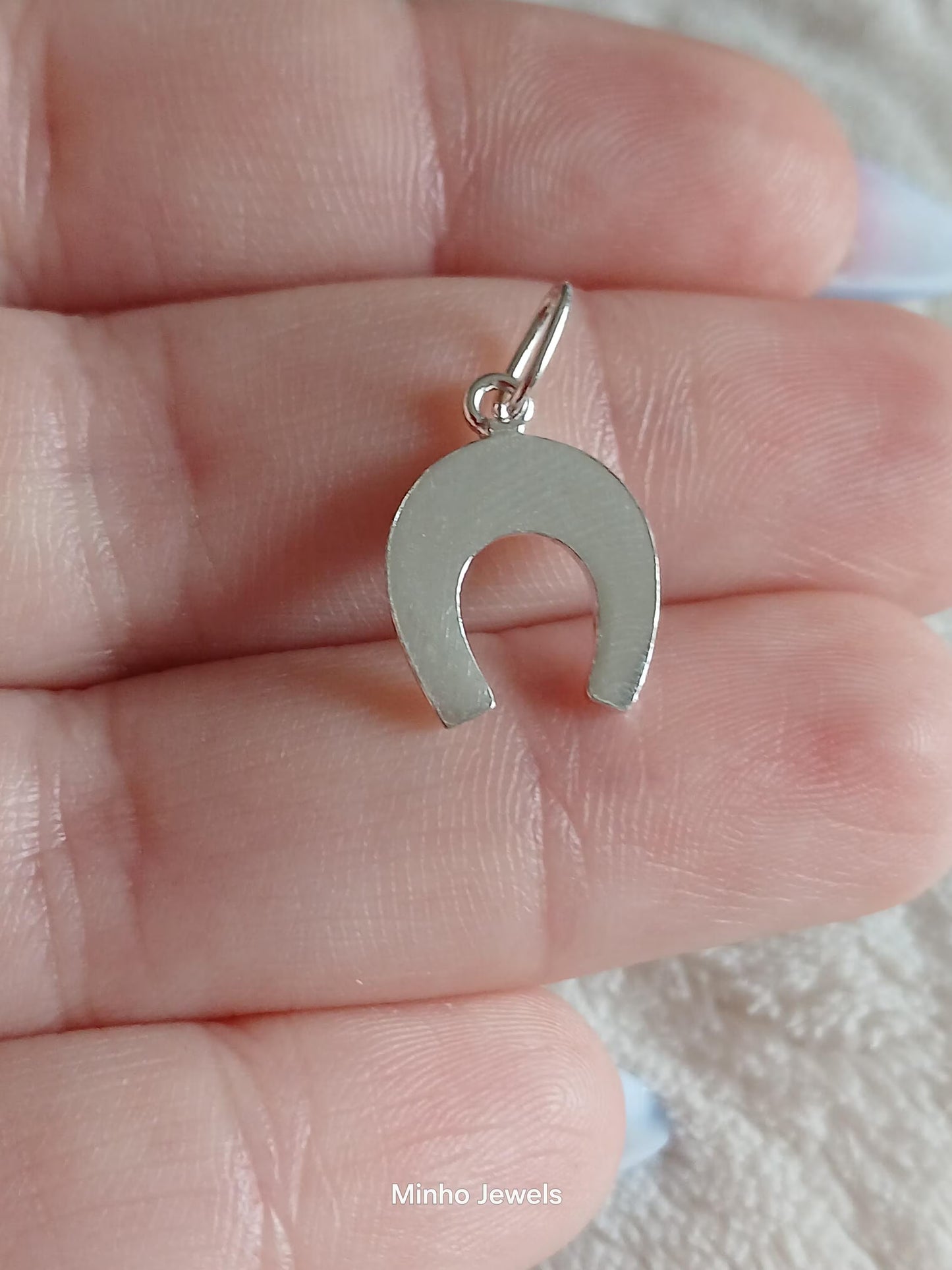 Horseshoe Sterling Silver Pendant Good Luck Medallion, Pingente Ferradura Prata