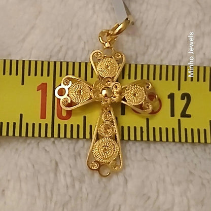 19Kt Gold Certified Filigree Handmade Cross Pendant