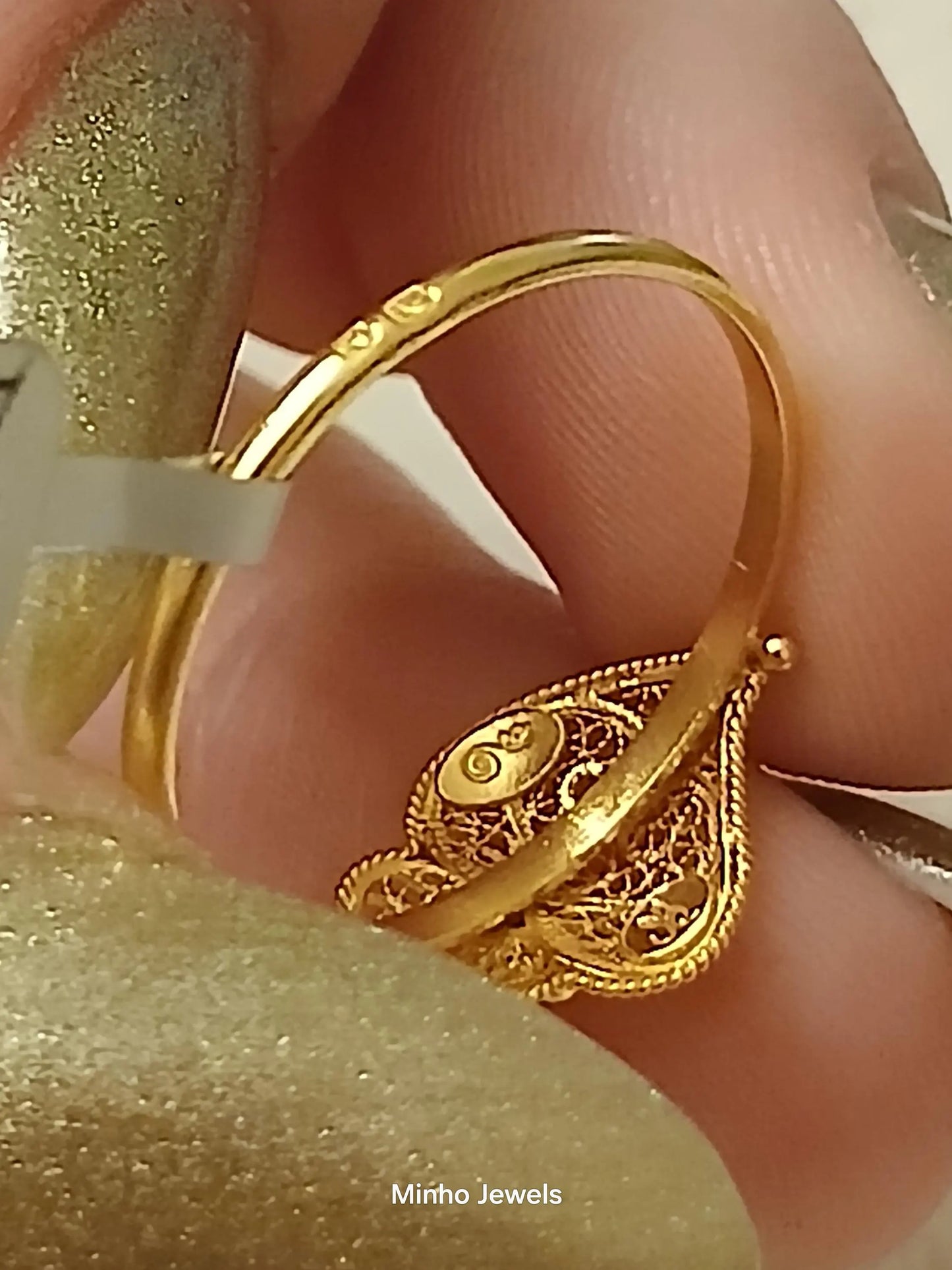 19Kt Gold Portuguese Handmade Filigree Heart of Viana Ring