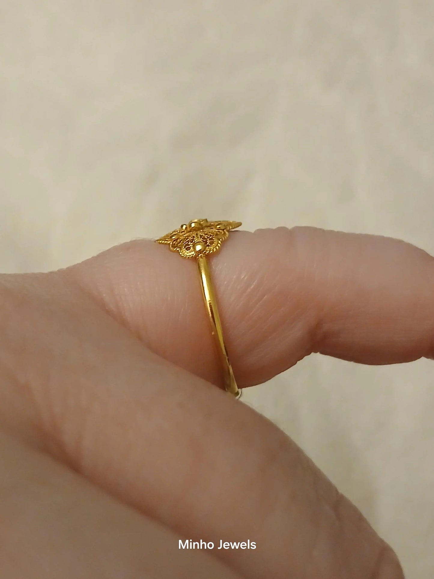 19Kt Gold Portuguese Handmade Filigree Heart of Viana Ring