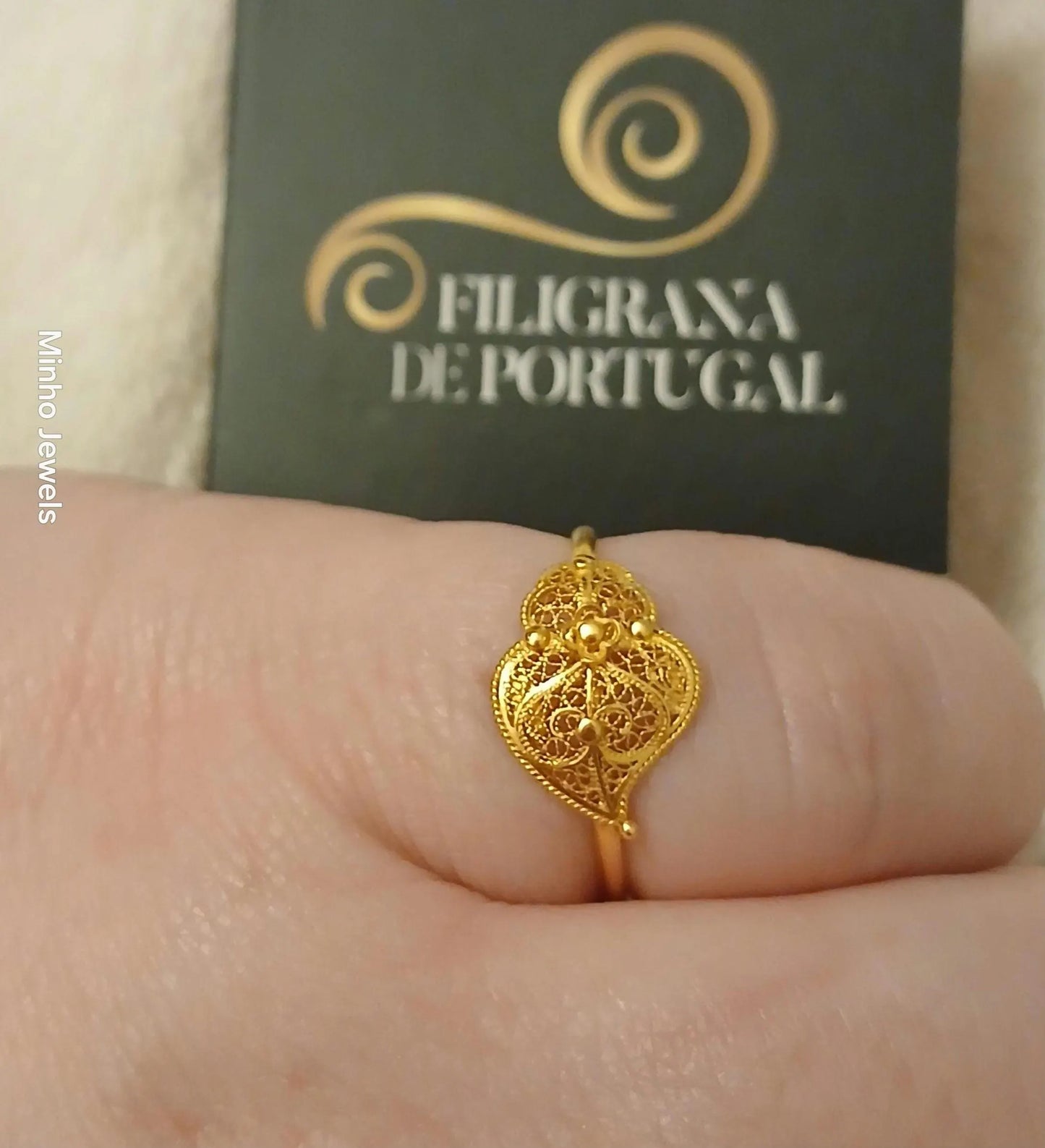 19Kt Gold Portuguese Handmade Filigree Heart of Viana Ring
