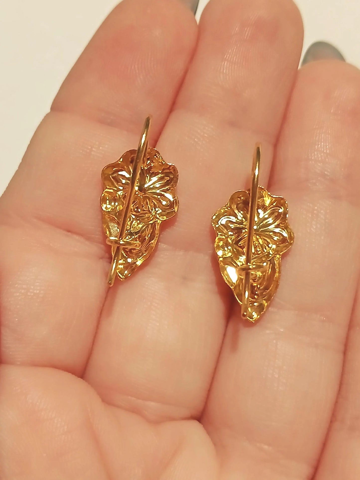 Traditional Portuguese Barroque Style Flower Hook Earrings with Turquoise, Gold Vermeil Silver
