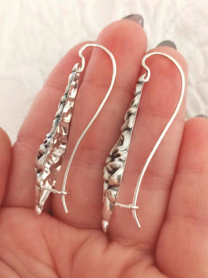 Portuguese Sterling Silver Flower Earrings, Baroque Style