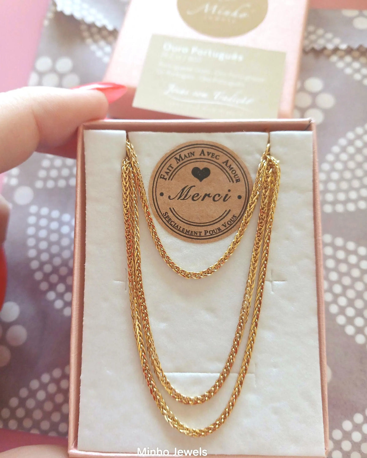 19Kt Solid Gold Wheat Mesh Necklace