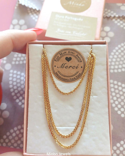 19Kt Solid Gold Wheat Mesh Necklace