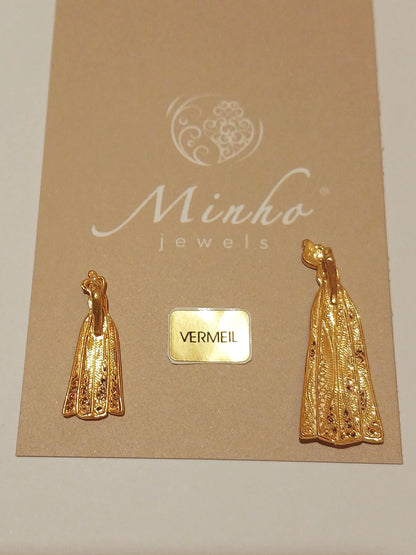 Gold-Vermeil Virgin Mary of Fatima Filigree Pendant, Religious Charm