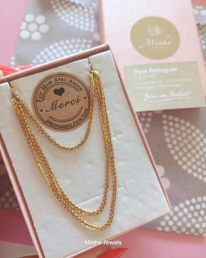 19Kt Solid Gold Wheat Mesh Necklace