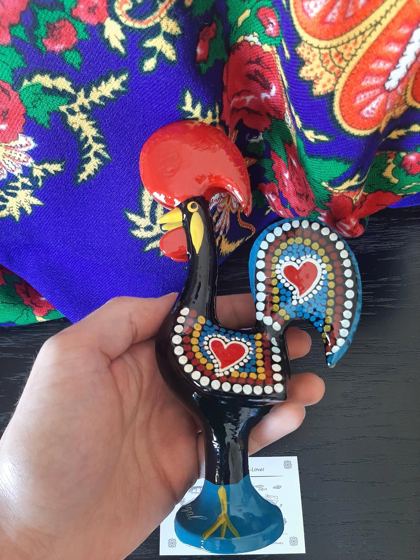 Portuguese Rooster Napkin Holder, Hand Painted Metal Barcelos Rooster Napkin Stand