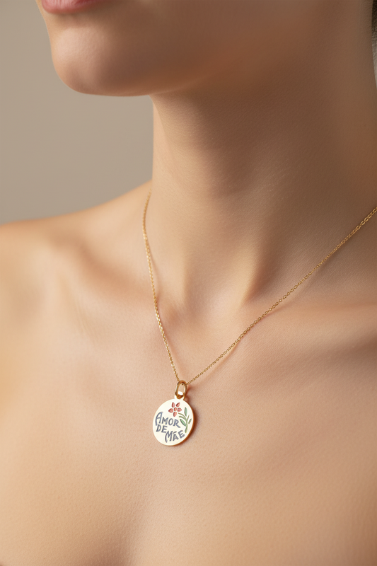 Sterling Silver Gold-Vermeil Pendant Mother's Love Traditional Portuguese Memory Celebration Pendant Gift