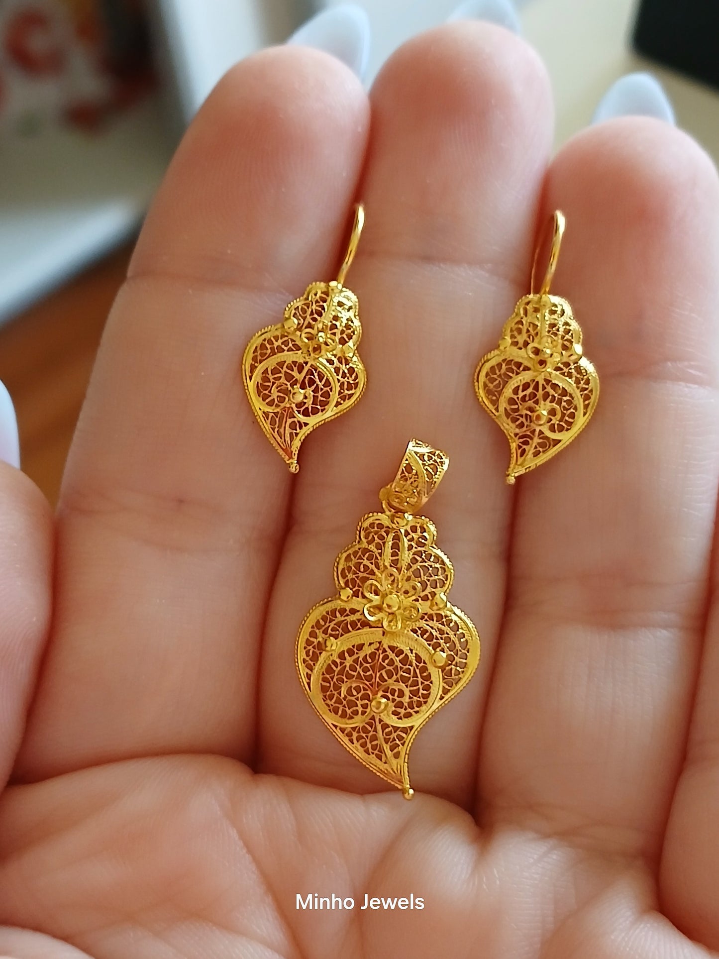 Heart of Viana Portuguese Filigree 19.2Kt Gold Set