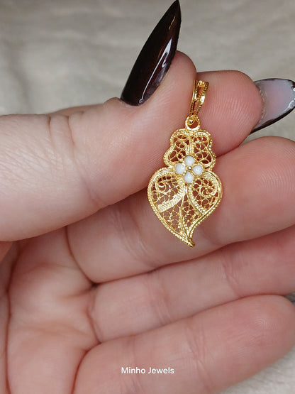 Portuguese Filigree Heart of Viana Gold-Vermeil Pendant