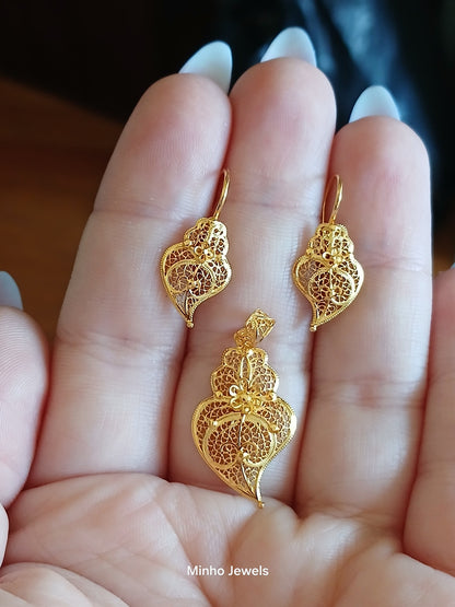 Heart of Viana Portuguese Filigree 19.2Kt Gold Set
