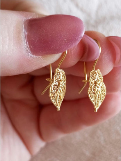 Heart of Viana Portuguese Filigree 19.2Kt Gold Earrings