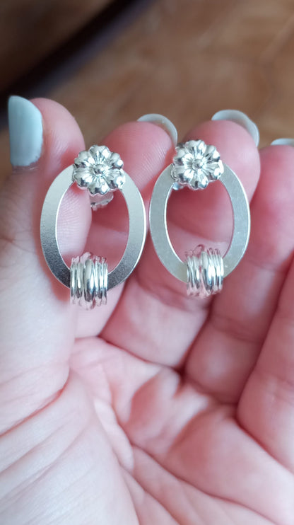 Vintage Goldplated Silver Barroque Stud Earrings, Antique Style Oval Earring
