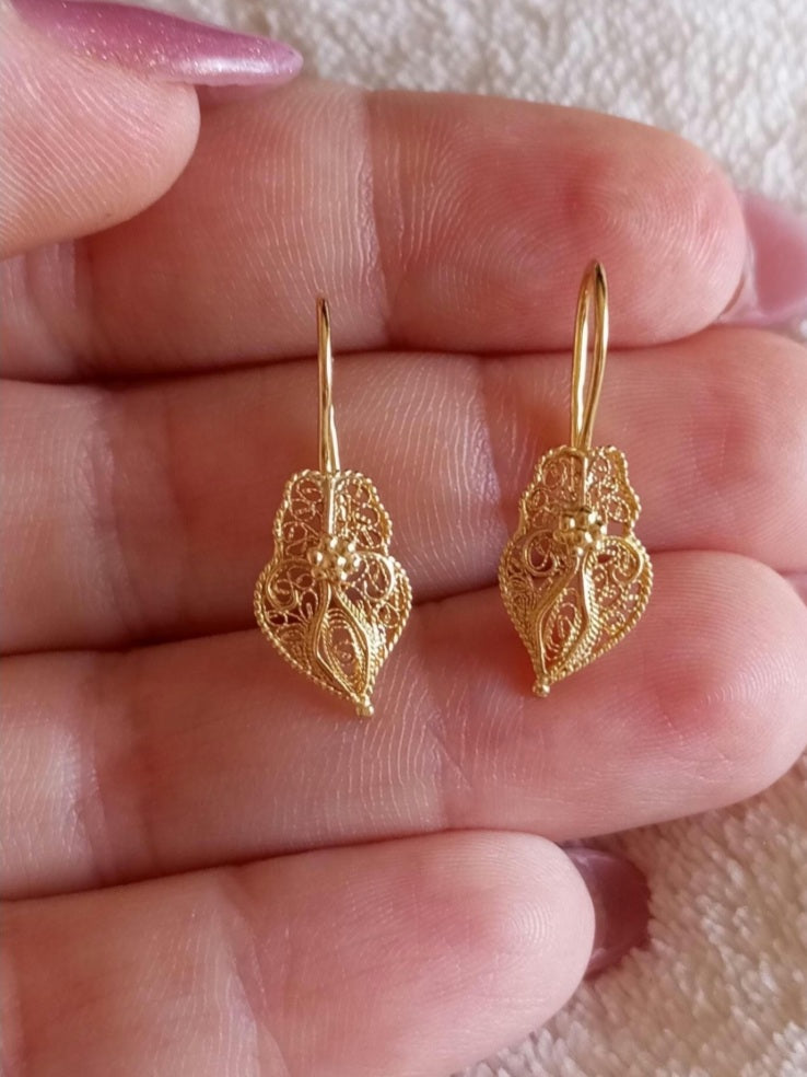 Heart of Viana Portuguese Filigree 19.2Kt Gold Earrings