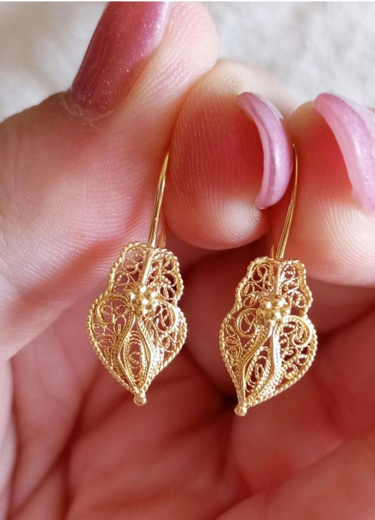 Heart of Viana Portuguese Filigree 19.2Kt Gold Earrings