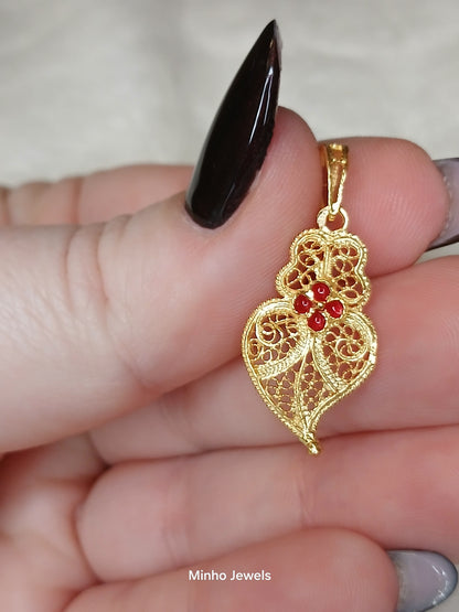 Portuguese Filigree Heart of Viana Gold-Vermeil Pendant