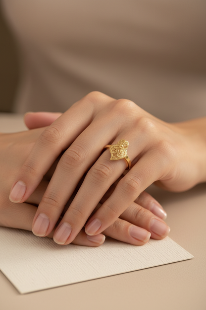 Portuguese Filigree Heart of Viana  Gold-Vermeil Ring