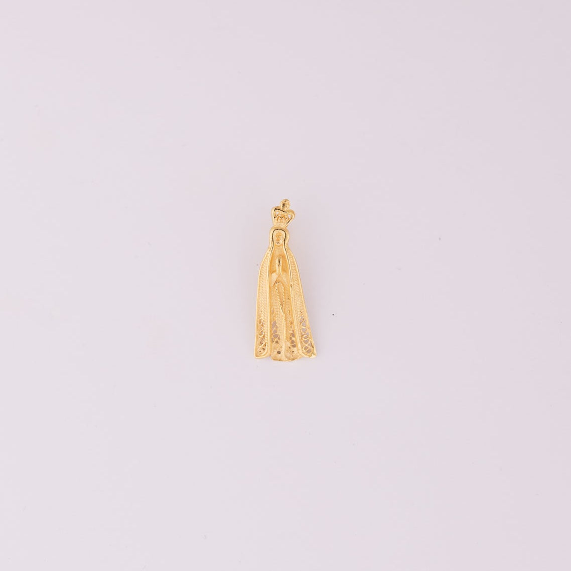 19.2Kt Gold Virgin Mary of Fatima Handmade Filigree Pendant, Religious Charm