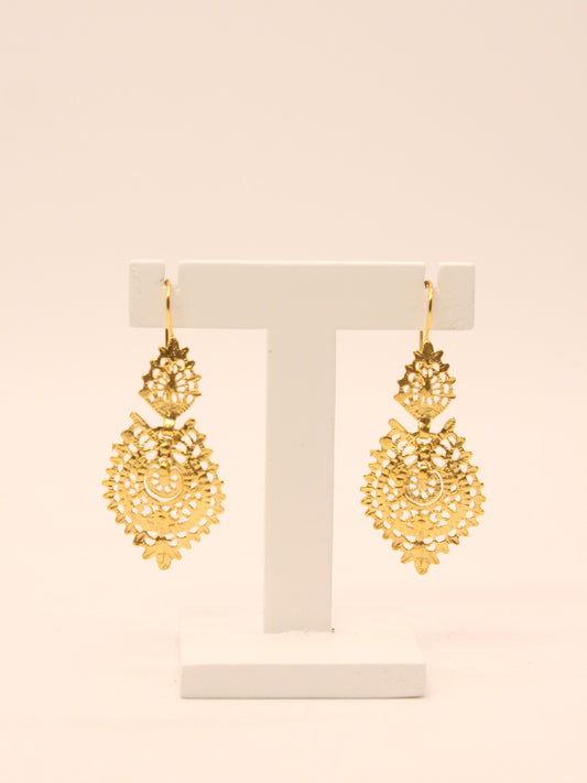19Kt Solid Gold Queen Earrings, Medium Size