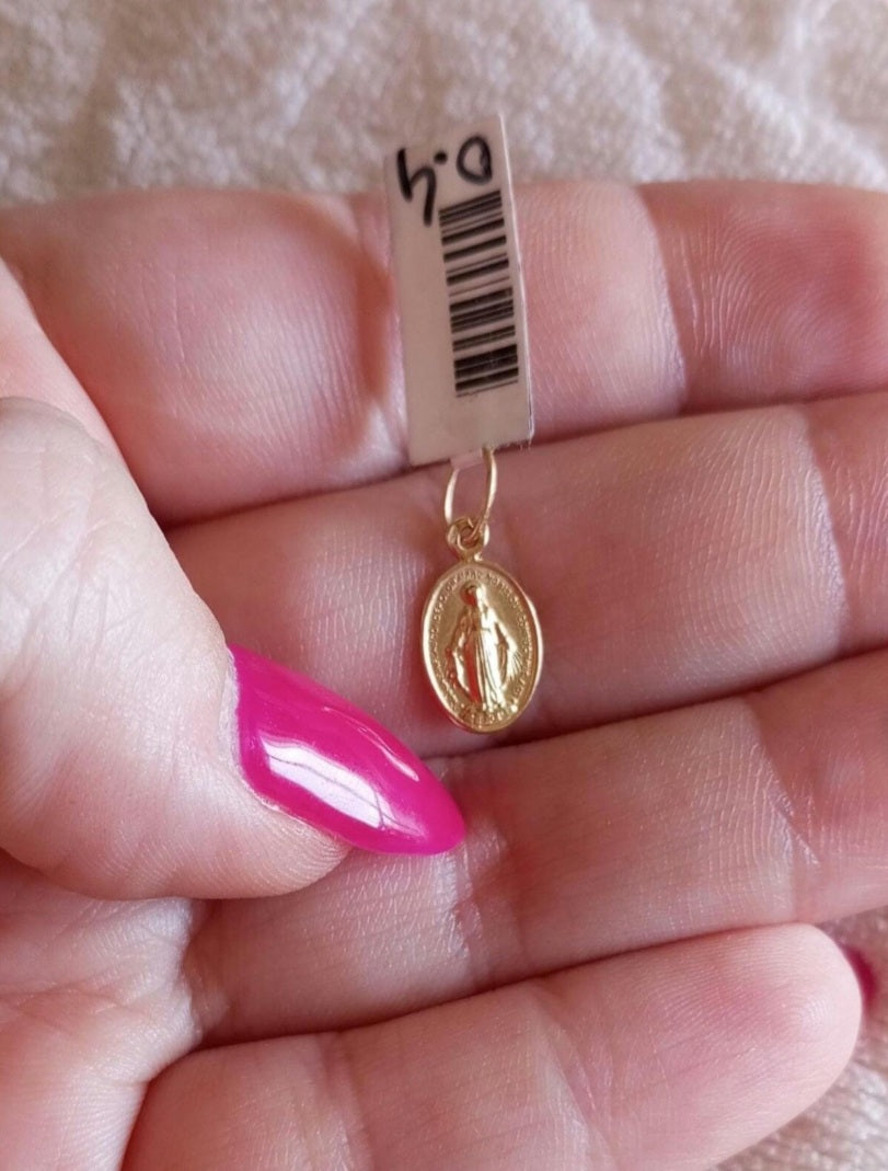 19Kt Solid Gold Virgin Mary Pendant, Miraculous Medallion