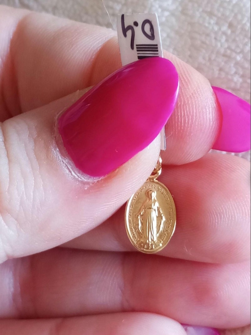 19Kt Solid Gold Virgin Mary Pendant, Miraculous Medallion