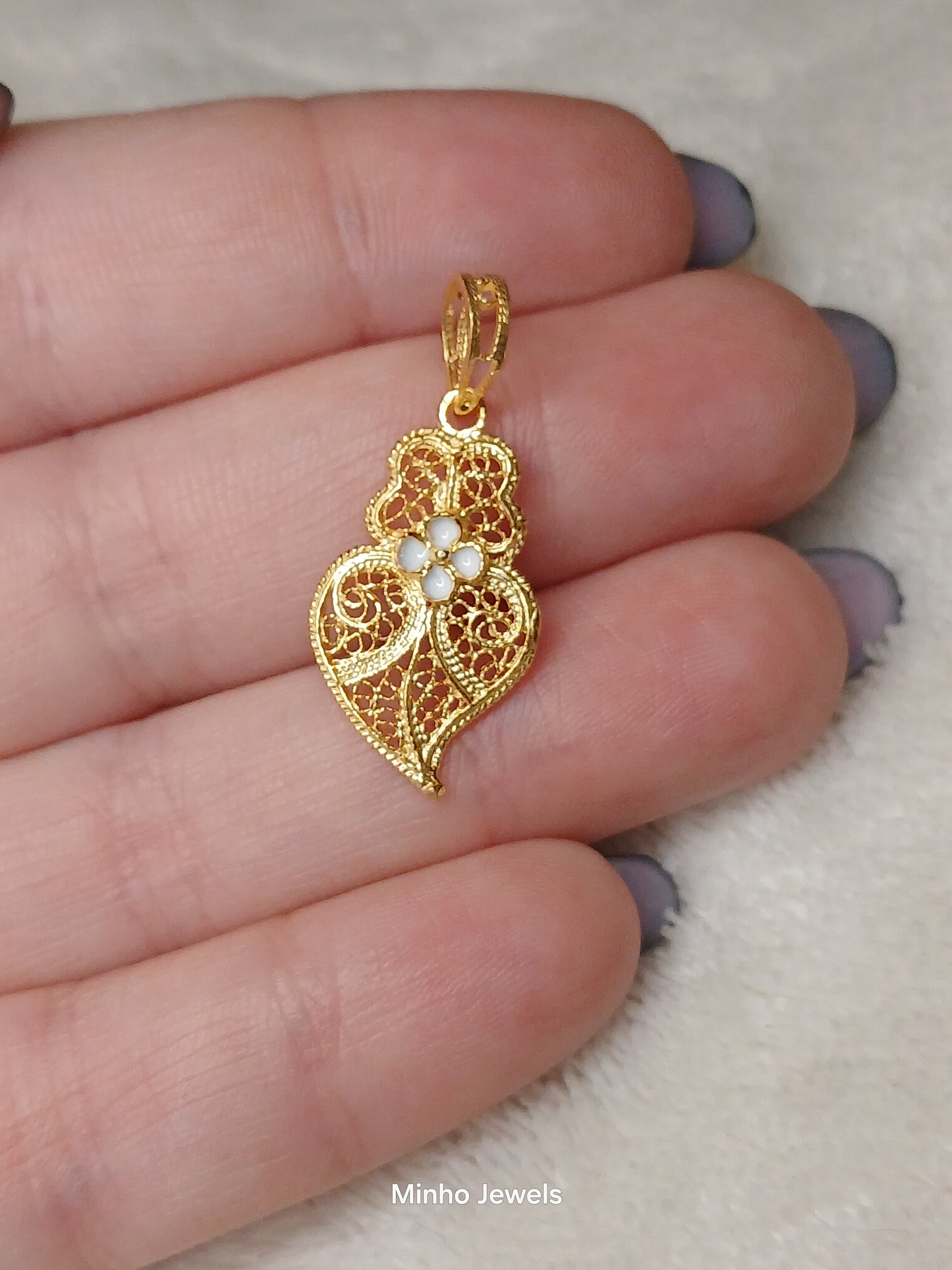 Portuguese Filigree Heart of Viana Gold-Vermeil Pendant