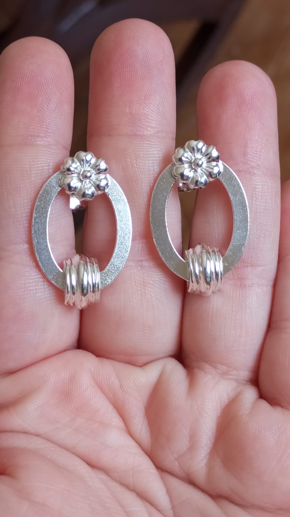 Vintage Goldplated Silver Barroque Stud Earrings, Antique Style Oval Earring